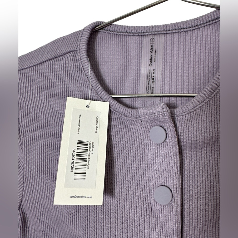 NWT Outdoor Voices CozyRib Cropped Cardigan in Earl Grey - Picture 8 of 8